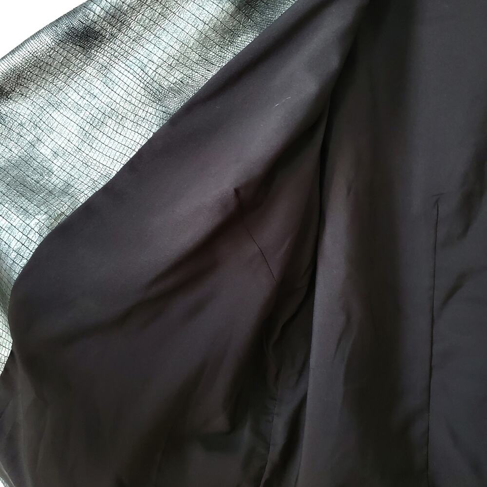 Women Metallic Gray Vegan Moto Jacket L 12 Whimsy Grunge Rocker Modern Indie - Picture 5 of 15